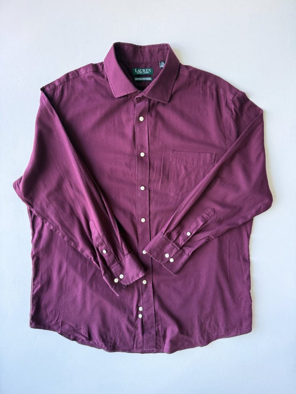 Lauren Ralph Lauren Button Down Shirt Stretch Cotton Long Sleeve Burgundy XL 17 - Picture 2 of 6